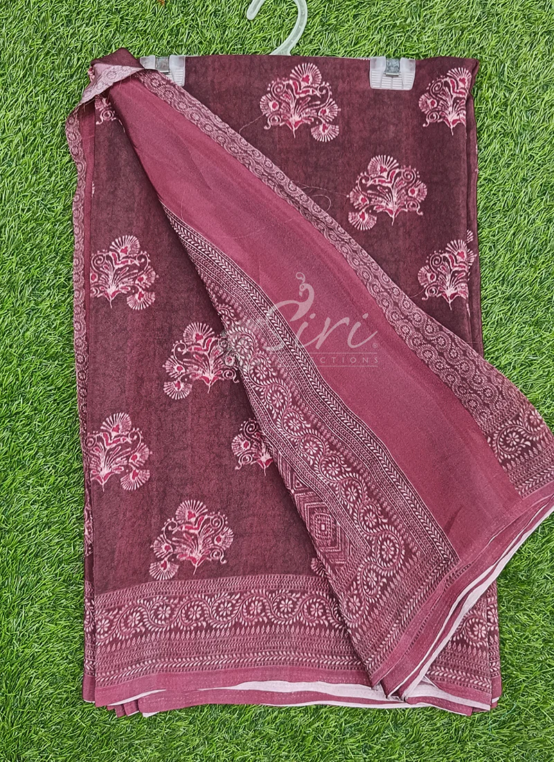 Beautiful Digital Print Crepe Silk Saree - Image 3