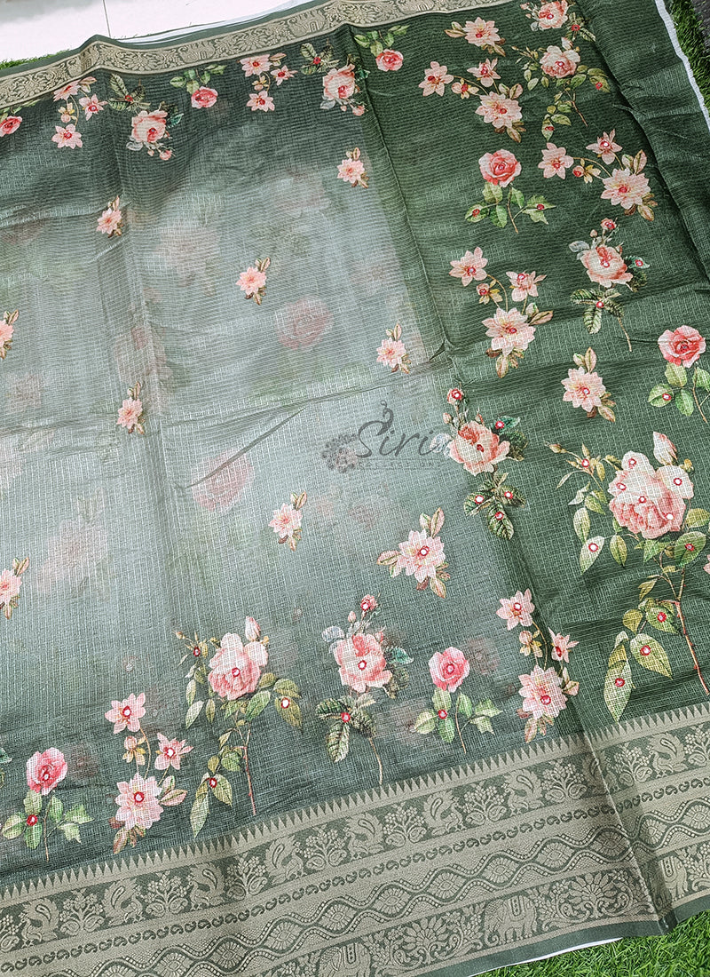 Beautiful Digital Print Kota Saree in Kanchi Borders - Image 3