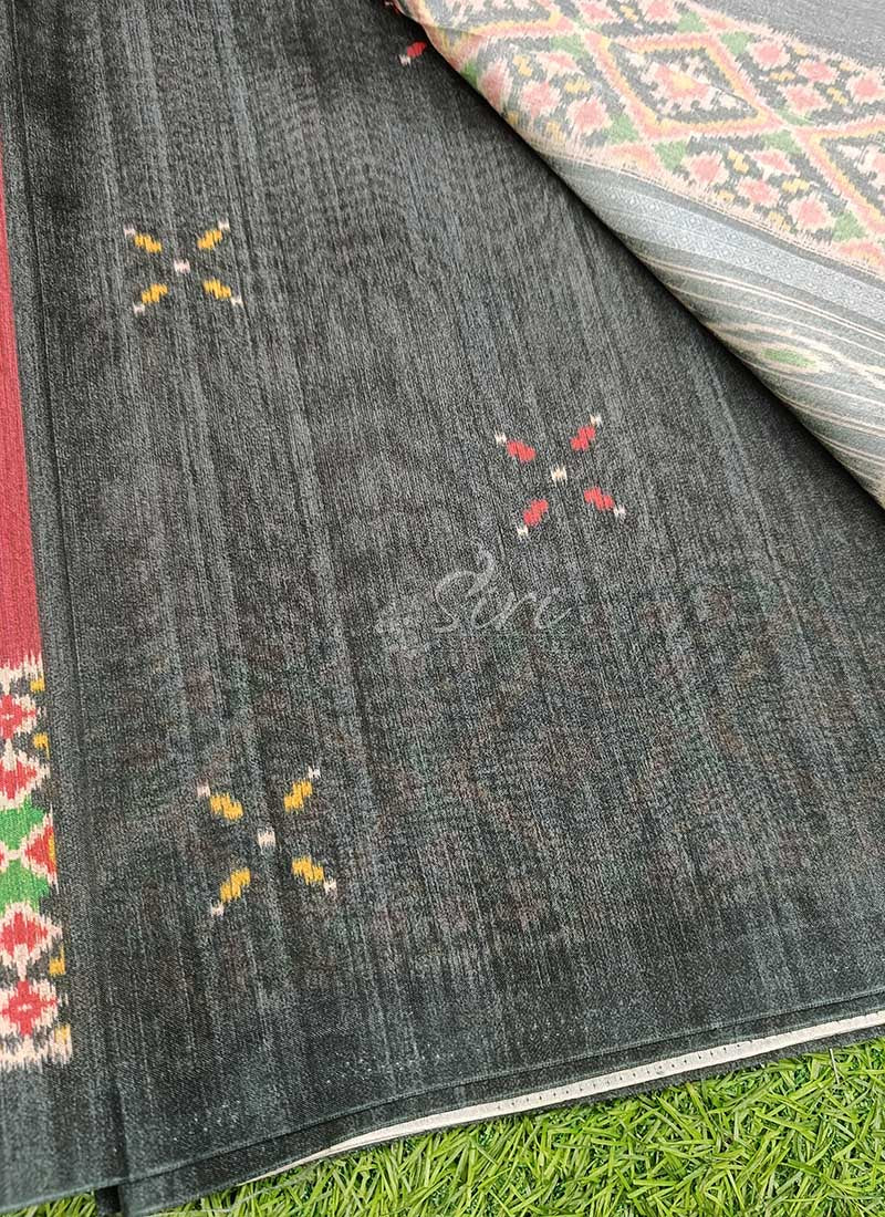 Beautiful Digital Print Semi Tussar Saree in Patola Borders - Image 3