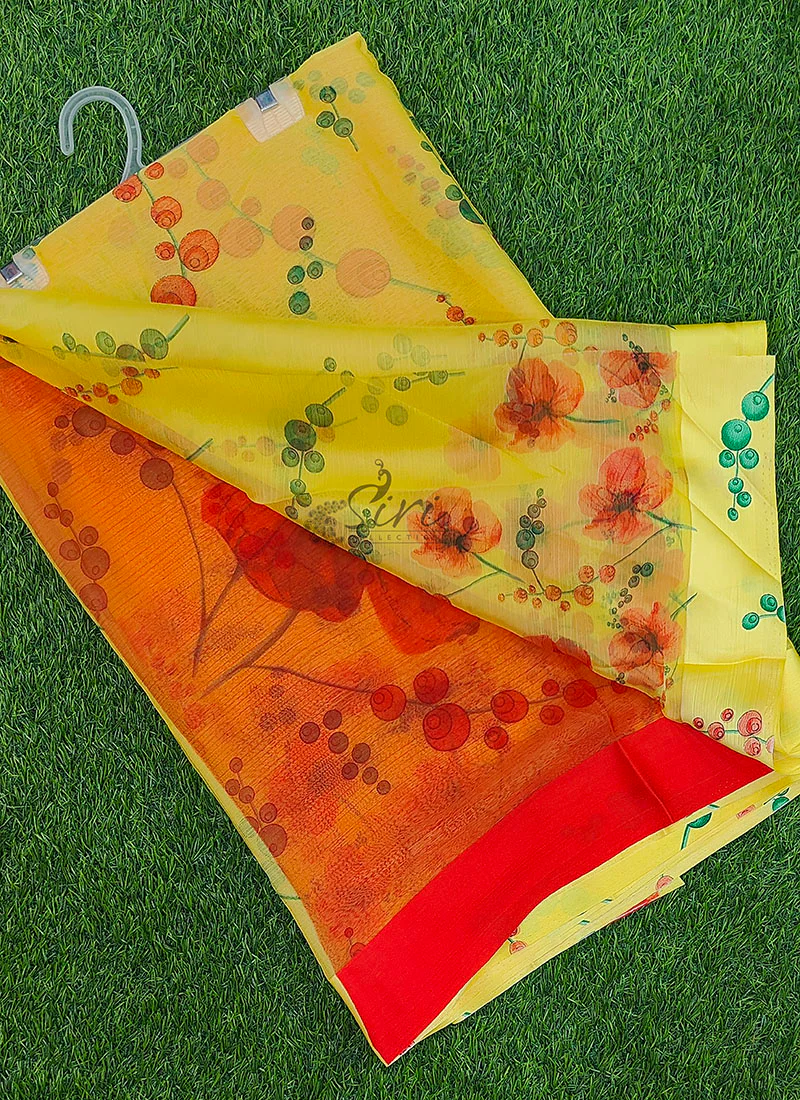 Beautiful Garden Fiona Border Nara Chiffon Saree - Image 3