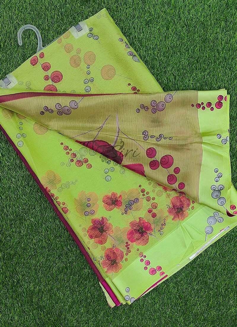 Beautiful Garden Fiona Border Nara Chiffon Saree - Image 3