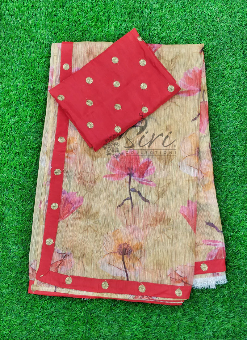 Digital Print Jute Designer Saree in Fancy Borders - Image 3