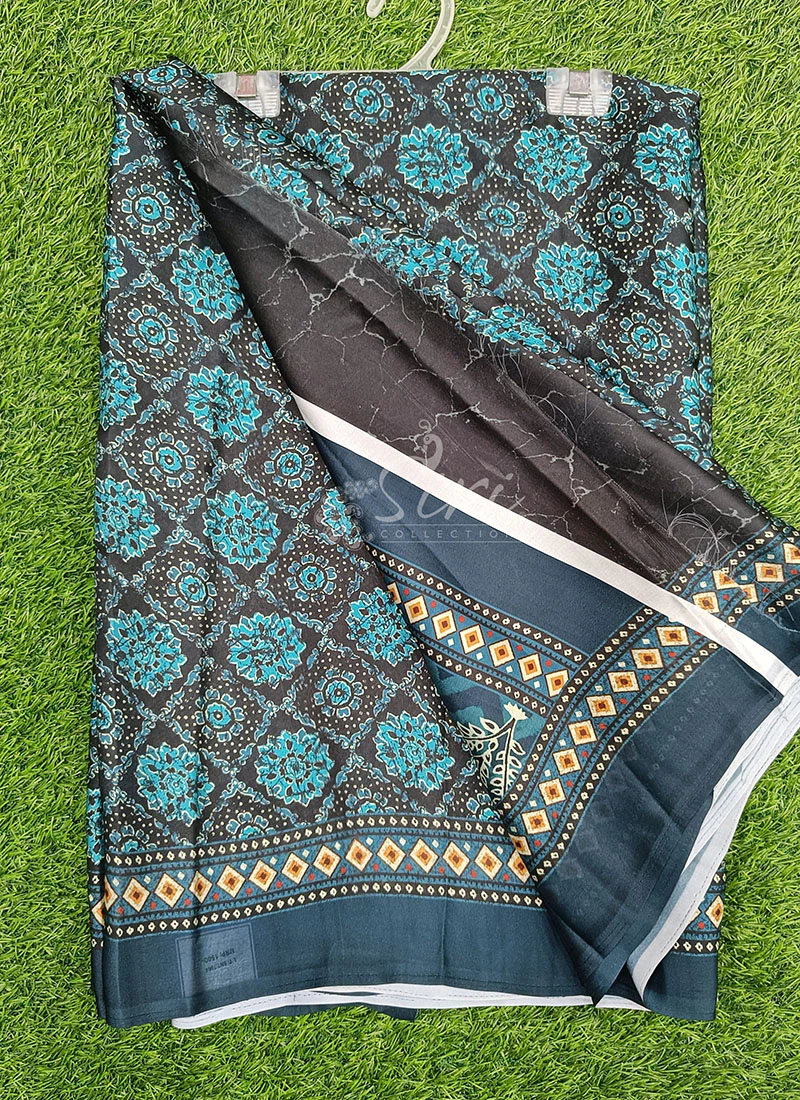 Digital Print Satin Silk Saree - Image 3