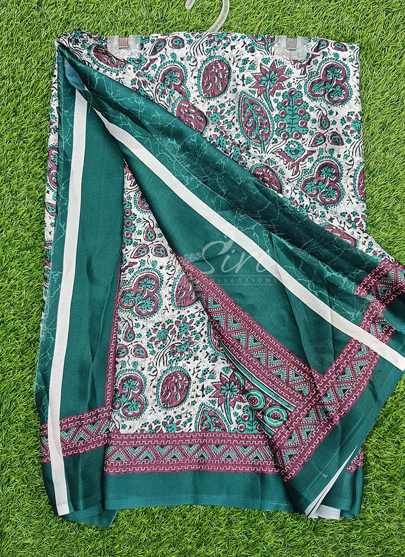 Digital Print Satin Silk Saree - Image 3