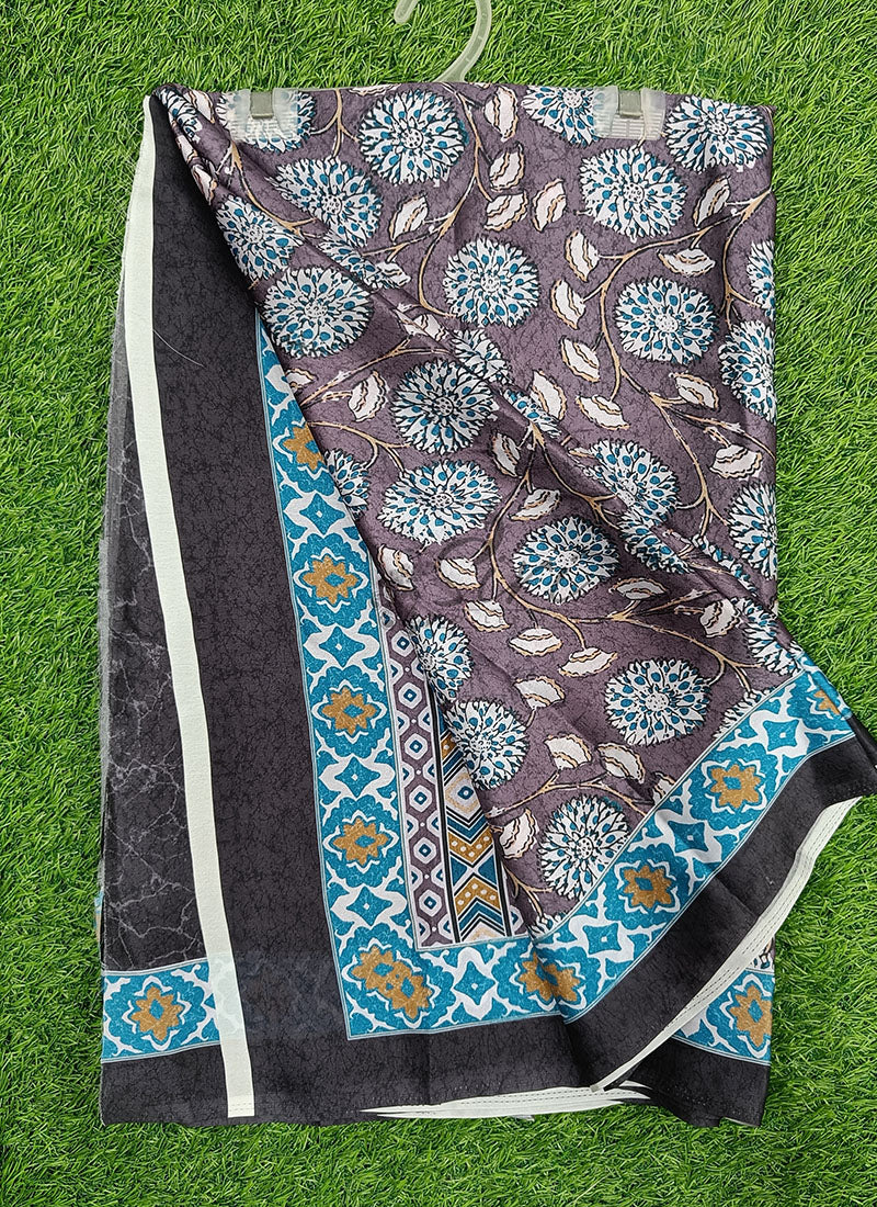 Digital Print Satin Silk Saree - Image 3