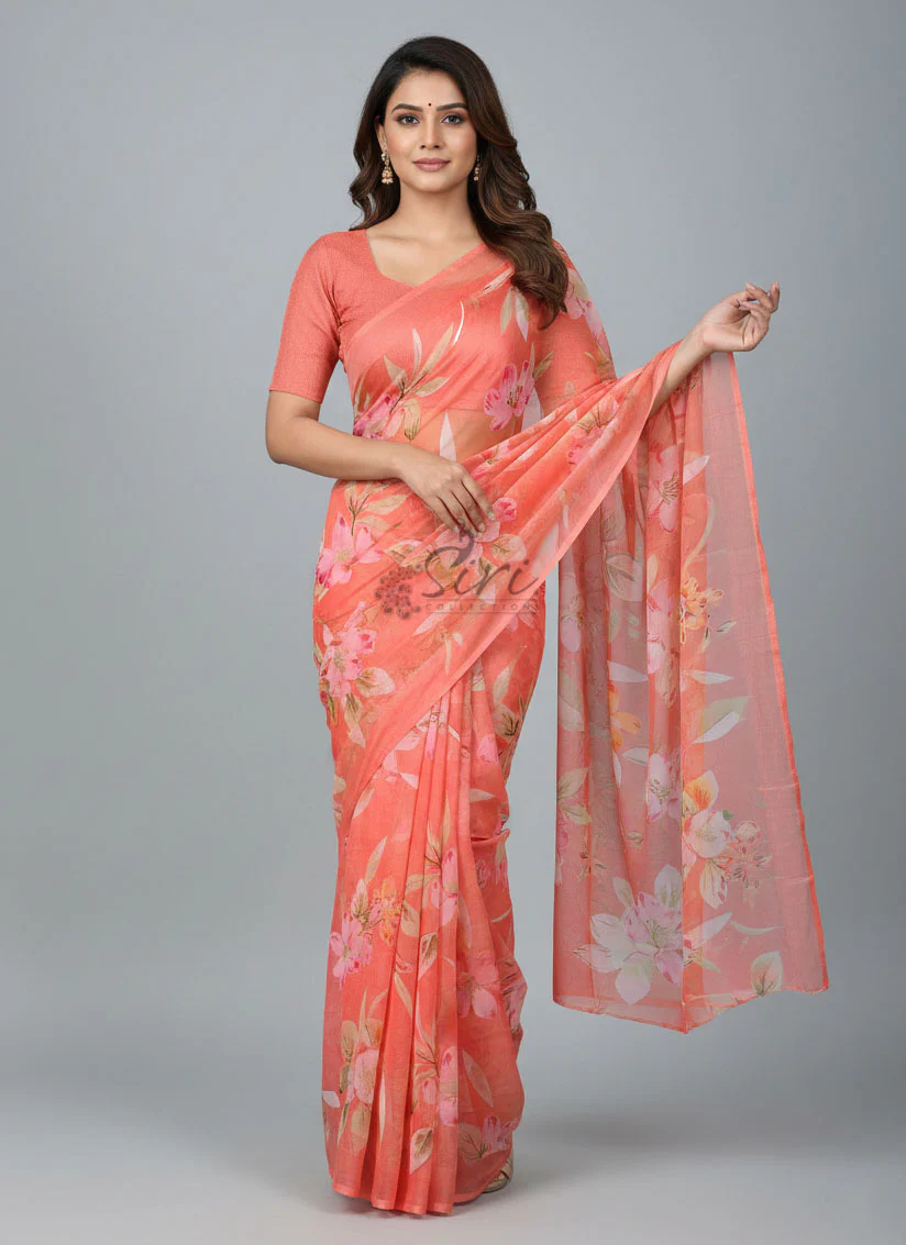 Exclusive Garden Vareli Printed Nara Chiffon Saree - Image 3