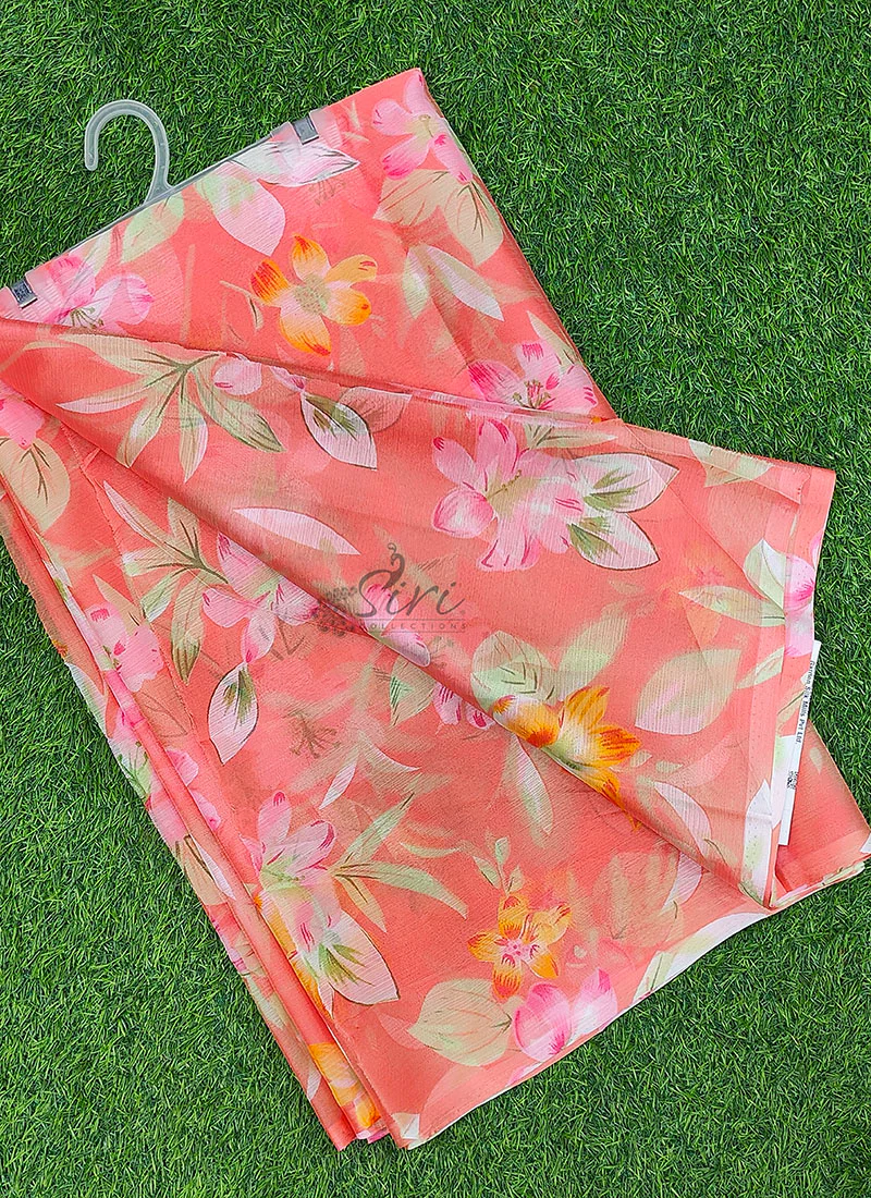 Exclusive Garden Vareli Printed Nara Chiffon Saree - Image 6