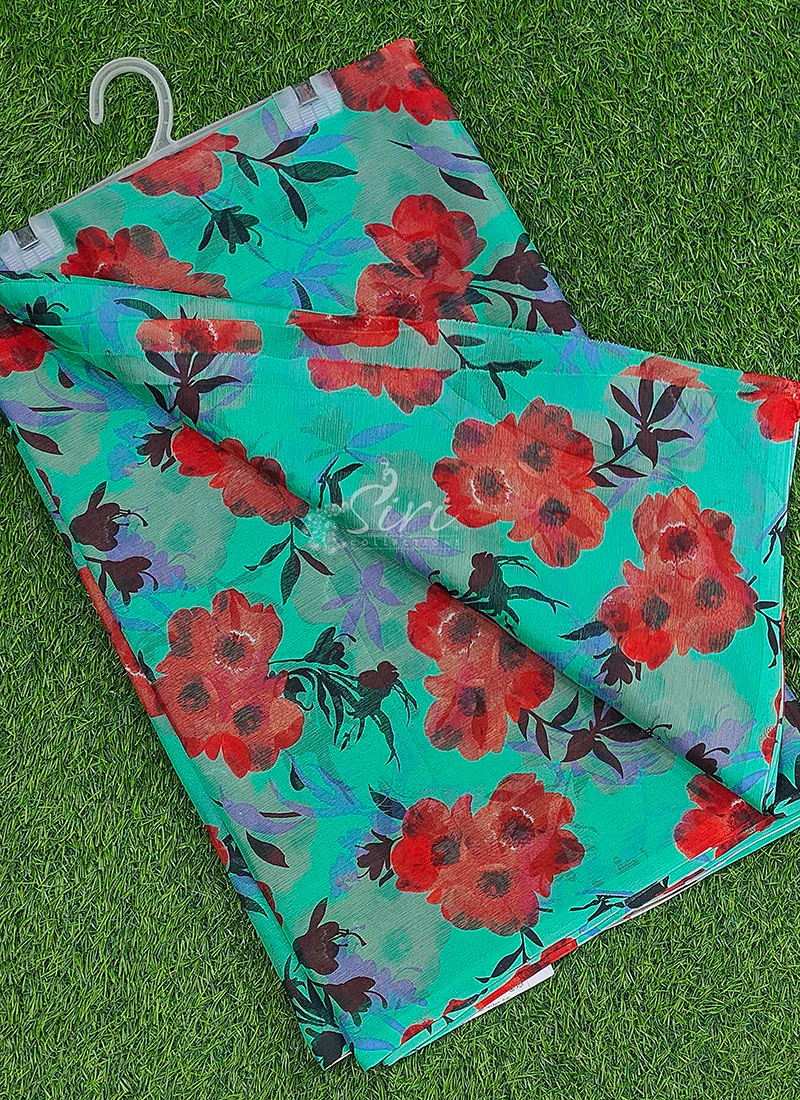 Exclusive Garden Vareli Printed Nara Chiffon Saree - Image 4