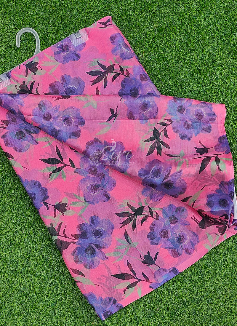 Exclusive Garden Vareli Printed Nara Chiffon Saree - Image 4