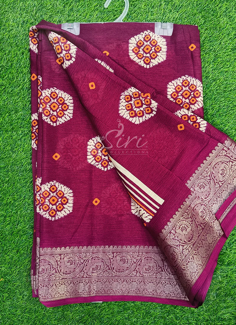 Festive Printed Fancy Chinon Crepe Saree - Image 3