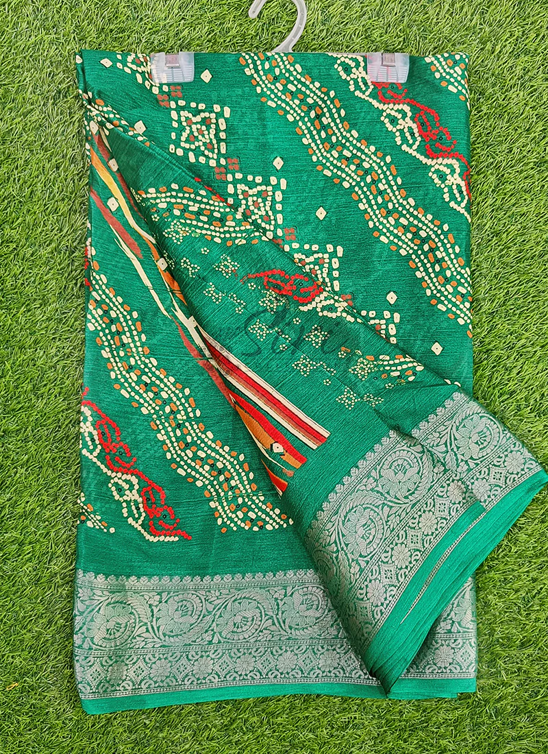 Festive Printed Fancy Chinon Crepe Saree - Image 3