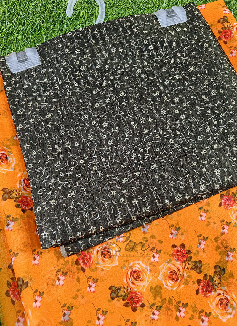 Latest Digital Print Georgette Saree - Image 3