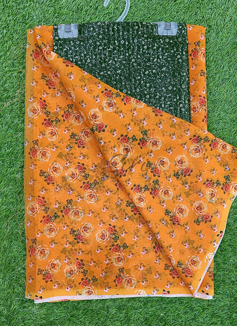 Latest Digital Print Georgette Saree - Image 4