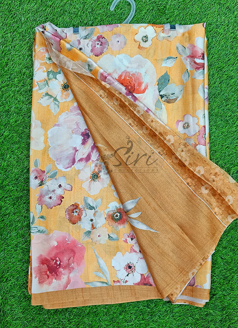 Latest Digital Print Satin Crepe Silk Saree - Image 5