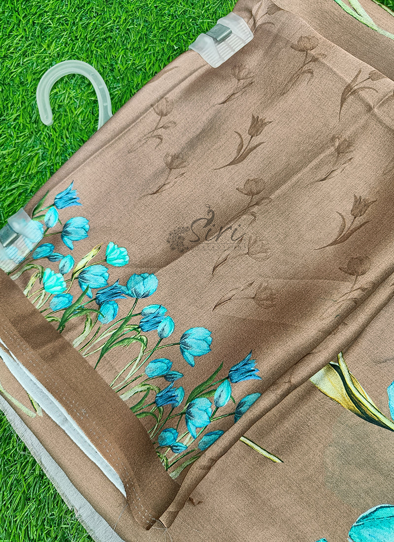 Latest Digital Print Satin Crepe Silk Saree - Image 3