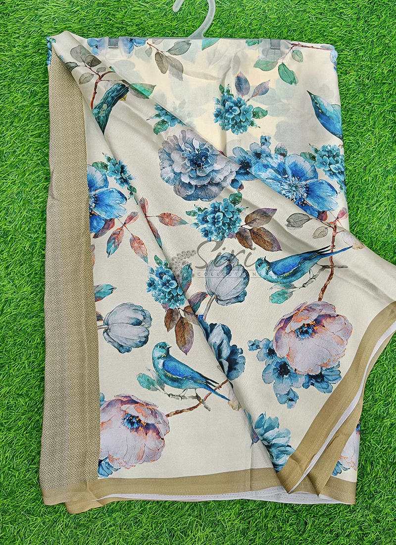 Latest Digital Print Satin Crepe Silk Saree - Image 4