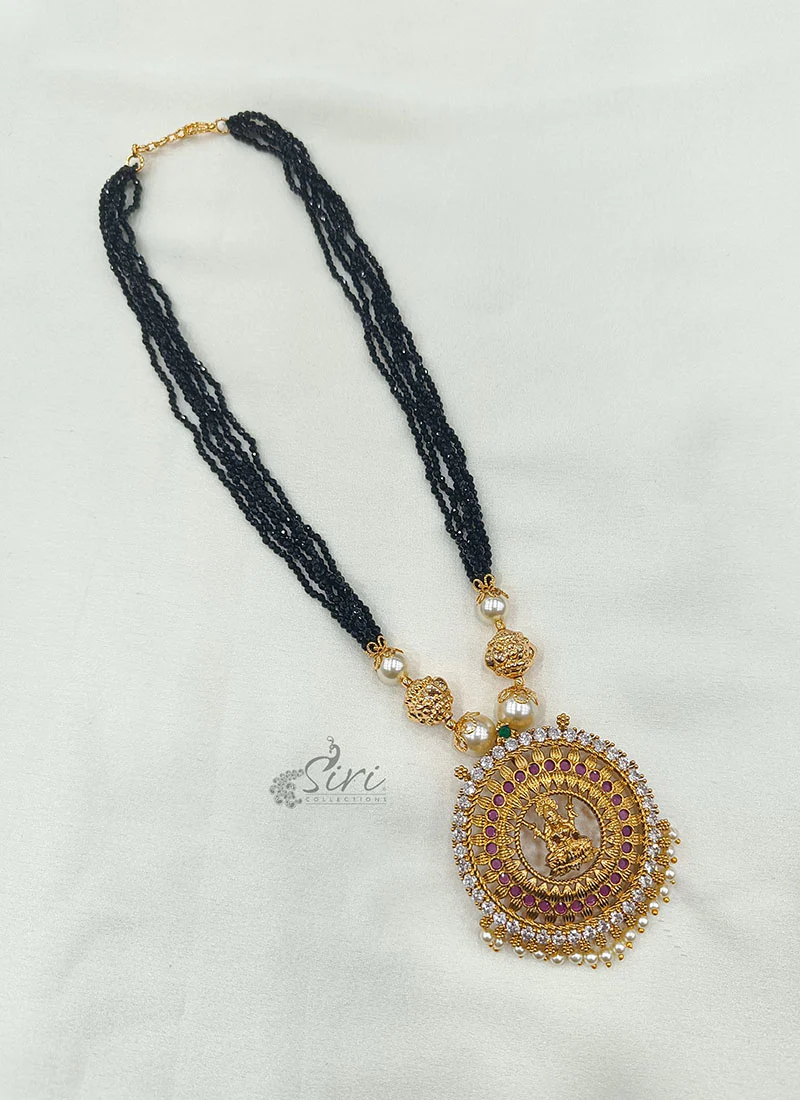 Lovely Black Spinels Necklace in Lakshmi Pendant - Image 3