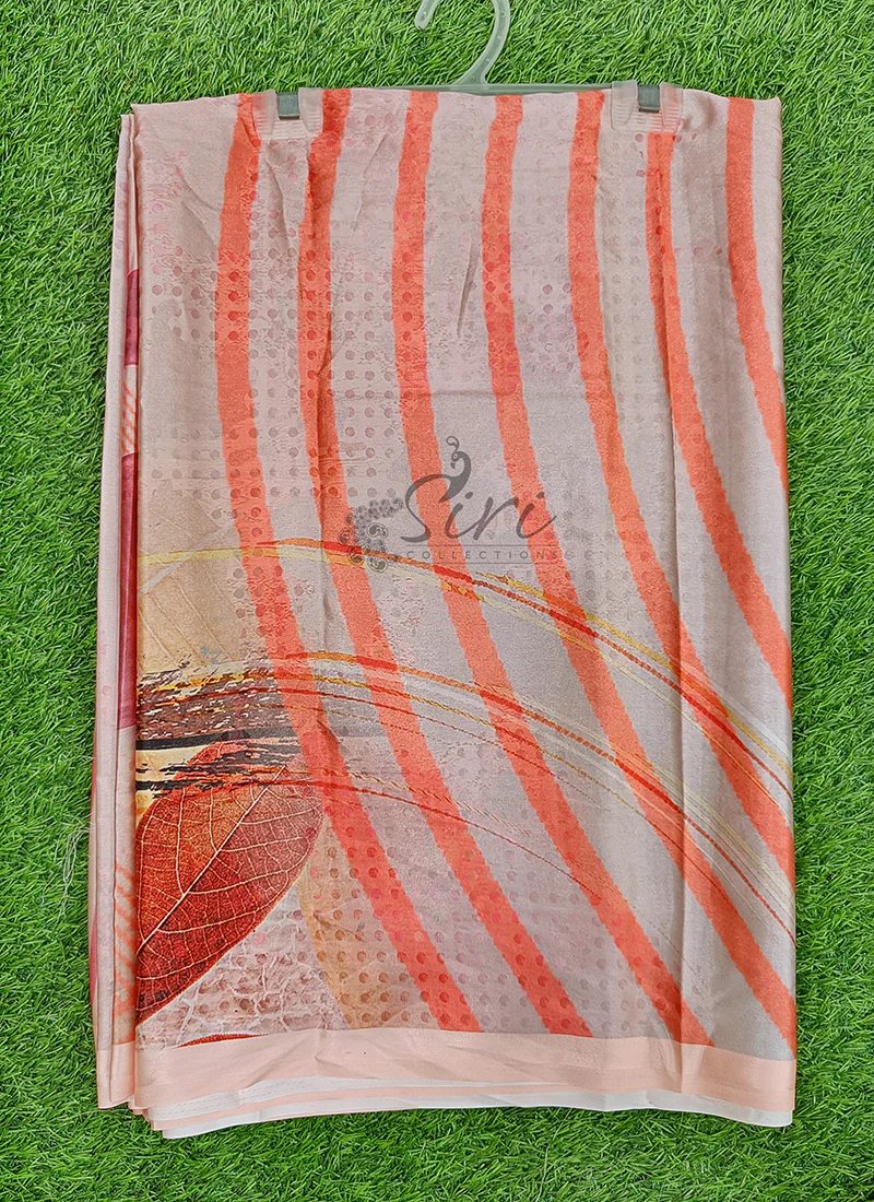 Lovely Digital Print Satin Saree - Image 3