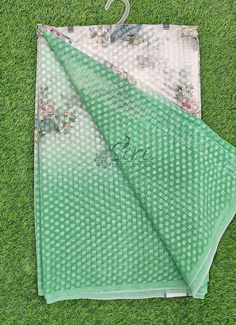 Trendy Digital Print Georgette Saree - Image 3